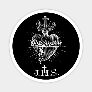 Sacred Heart of Jesus Christ Vintage Engraving Magnet